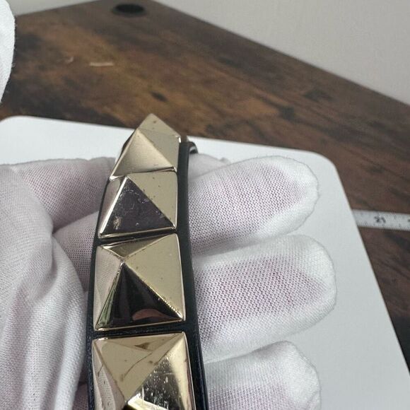 Valentino Garavani Rockstud Leather Bracelet Black Silver Large - Picture 4 of 12